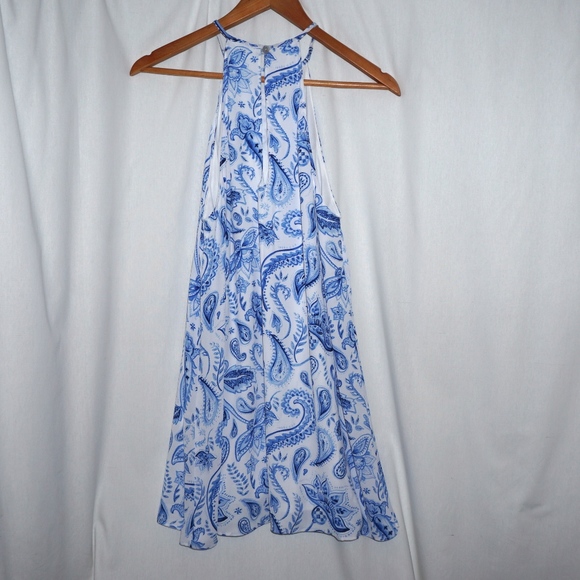 SHOW ME YOUR MUMU blue white tropical dress NEW S - Picture 5 of 7